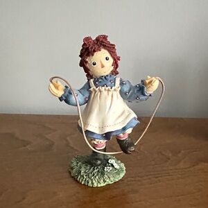 Charming Raggedy Ann Figurine with Blue Dress and Red Hair